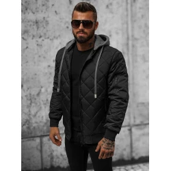 Juoda vyriška striukė su gobtuvu Lator