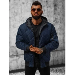 Vyriška tamsiai mėlynos spalvos striukė su gobtuvu Ogmina