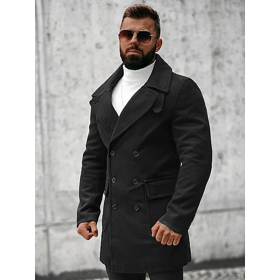 Stilingas juodas rudeninis vyriškas paltas Nova JB/1048Z
