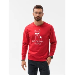 Raudonos spalvos džemperis No drama Llama