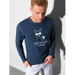 Tamsiai mėlynos spalvos džemperis No drama Llama