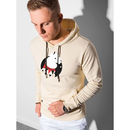 Gelsvos spalvos džemperis su gobtuvu Lama B1154 Premium