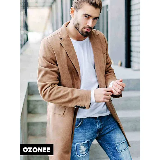 Elegancki brązowy płaszcz męski Sugal JB/1047Z