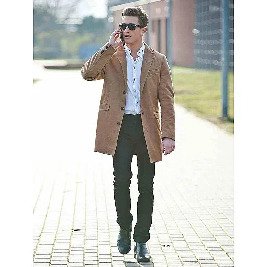 Elegancki brązowy płaszcz męski Sugal JB/1047Z