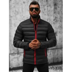 Juoda su raudonu užtrauktuku vyriška pavasarinė - rudeninė striukė Monit