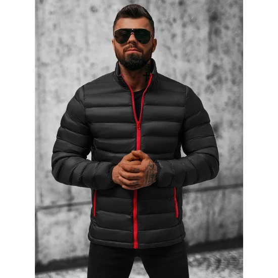 Juoda su raudonu užtrauktuku vyriška pavasarinė - rudeninė striukė Monit JB/JP1111