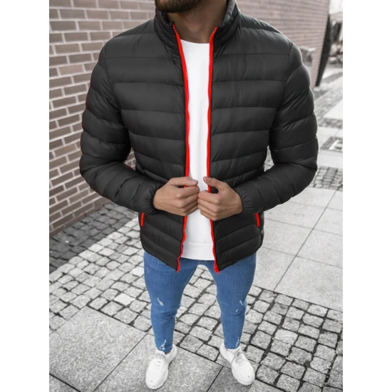 Juoda su raudonu užtrauktuku vyriška pavasarinė - rudeninė striukė Monit JB/JP1111