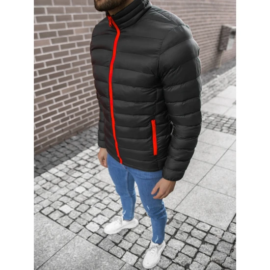 Juoda su raudonu užtrauktuku vyriška pavasarinė - rudeninė striukė Monit JB/JP1111