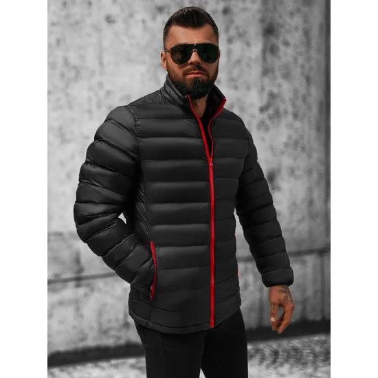 Juoda su raudonu užtrauktuku vyriška pavasarinė - rudeninė striukė Monit JB/JP1111