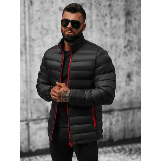 Juoda su raudonu užtrauktuku vyriška pavasarinė - rudeninė striukė Monit JB/JP1111