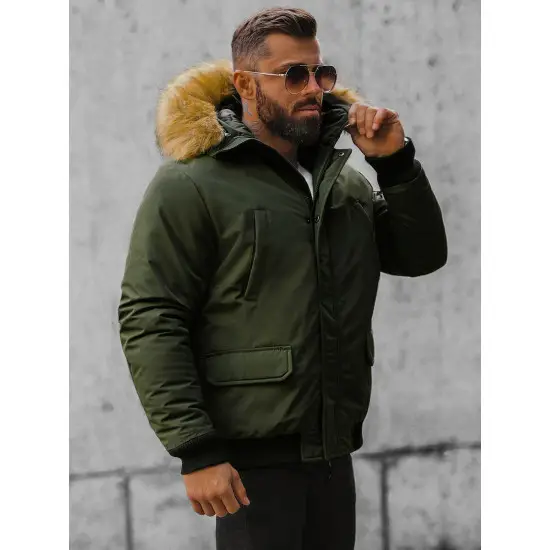 Bomber stiliaus žieminė žalia vyriška striukė Lemor JS/201901
