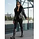 Women's black leather jacket with fur coat Laser Jackets