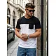 Vyriški balti/tamsiai mėlyni marškinėliai Billy Marškinėliai