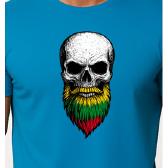 Vyriški turkio marškinėliai Kaukolė su barzda PK4015