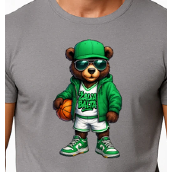 Vyriški pilki marškinėliai Meškinas su kamuoliu-džemperiu PK4019