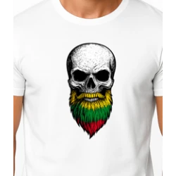 Vyriški balti marškinėliai Kaukolė su barzda