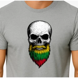 Vyriški šviesiai pilki marškinėliai Kaukolė su barzda