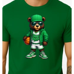 Vyriški tamsiai žali marškinėliai Meškinas su kamuoliu-džemperiu