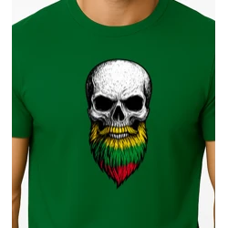 Vyriški tamsiai žali marškinėliai Kaukolė su barzda