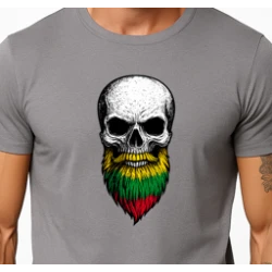 Vyriški pilki marškinėliai Kaukolė su barzda