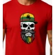 Vyriški raudoni marškinėliai Kaukolė su kepure PK4016