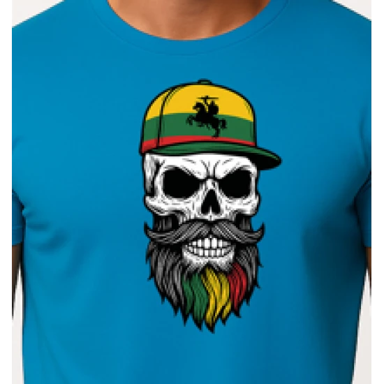 Vyriški turkio marškinėliai Kaukolė su kepure PK4016