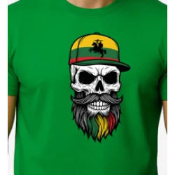 Vyriški žali marškinėliai Kaukolė su kepure