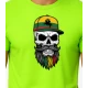 Vyriški žali neoniniai marškinėliai Kaukolė su kepure PK4016
