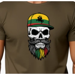 Vyriški chaki marškinėliai Kaukolė su kepure