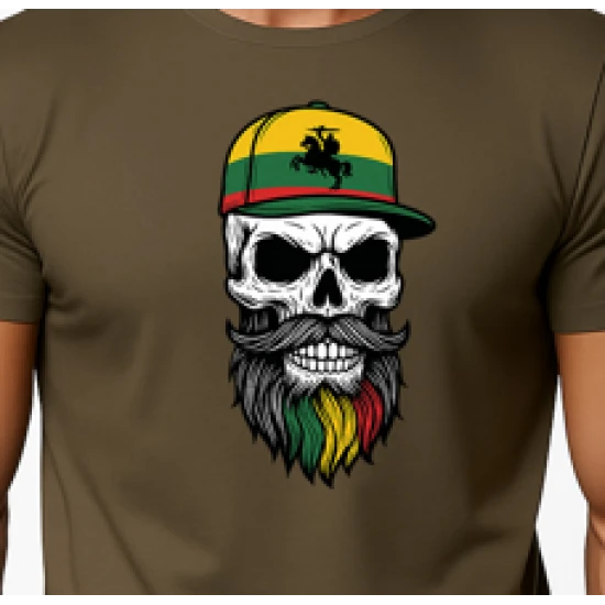 Vyriški chaki marškinėliai Kaukolė su kepure PK4016