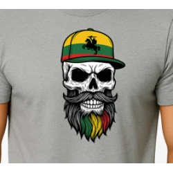 Vyriški šviesiai pilki marškinėliai Kaukolė su kepure