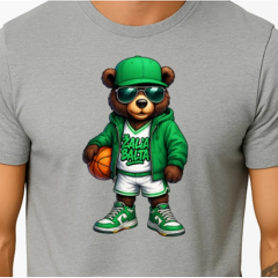 Vyriški šviesiai pilki marškinėliai Meškinas su kamuoliu-džemperiu PK4019