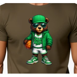 Vyriški chaki marškinėliai Meškinas su kamuoliu-džemperiu