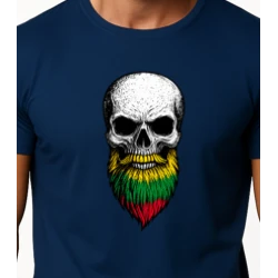 Vyriški tamsiai mėlyni marškinėliai Kaukolė su barzda