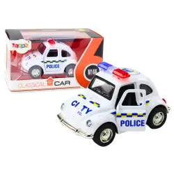 Klasikinis baltas policijos automobilis