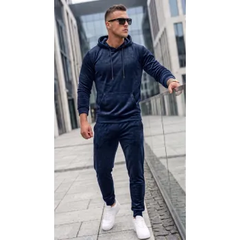 Dark Blue Men's Velour Suit by Rolos