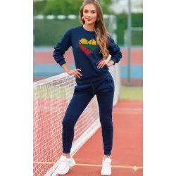 Moteriškas tamsiai mėlynas sportinis komplektas Lietuva