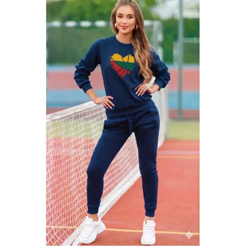 Moteriškas tamsiai mėlynas sportinis komplektas Lietuva