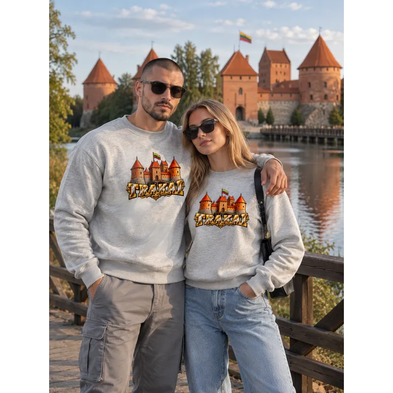 Vyriškas šviesiai pilkos spalvos džemperis Trakai