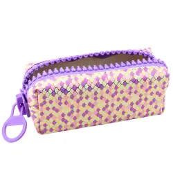 Violetinės spalvos mokyklinis penalas su undinės žvynelių raštu 21x8 cm