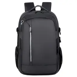 Juoda kuprinė su USB,  kišenėle nešiojamajam kompiuteriui ir atšvaitais 16 l, 45 cm