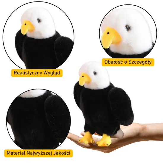 Plush Eagle Bird Plush Toy Mascot Cuddly Toy Black and White 25cm Pliušiniai žaislai