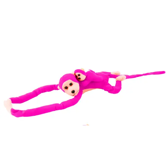 Plush Monkey with Baby Mascot, Dark Pink, with Sound 70 cm Pliušiniai žaislai