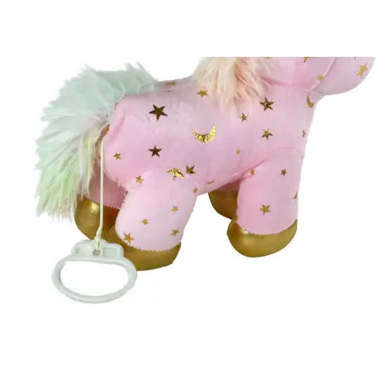 Unicorn Plush Sleeping Animal Lullaby Pink With Stars Set Pliušiniai žaislai
