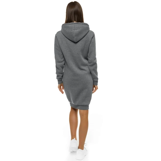 Moteriška pilka suknelė su gobtuvu 