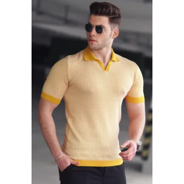 Vyriški  geltonos/baltos spalvos marškinėliai Hippie PK5077 Premium