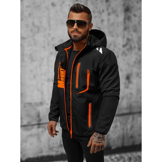 Akcija Juoda vyriška striukė su oranžinėmis detalėmis Ero Striukės