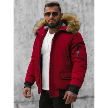 Bomber stiliaus žieminė bordo vyriška striukė Lemor