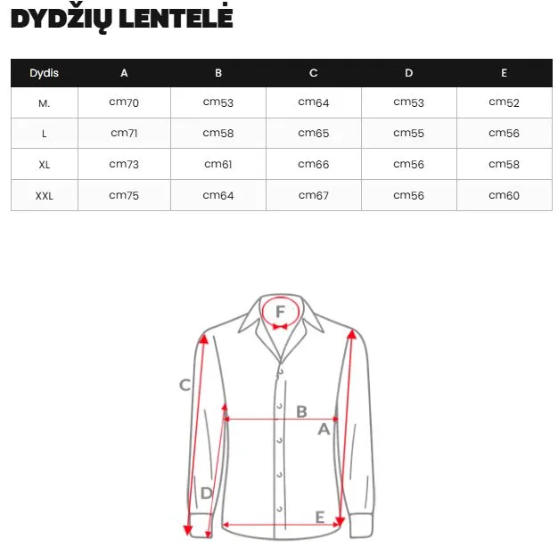 Dydžių lentelė (cm)