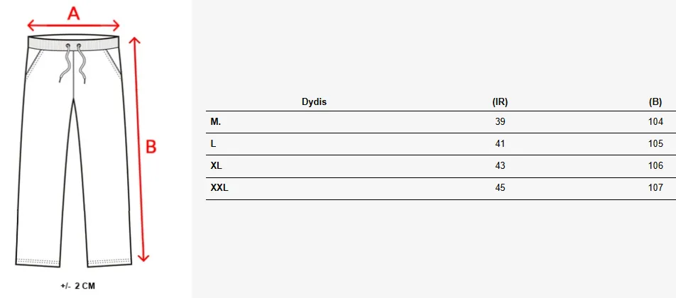 Dydžių lentelė (cm)
